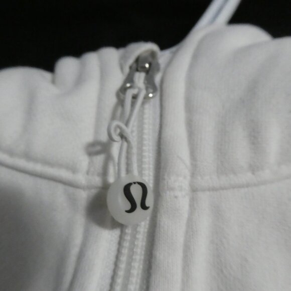 LULULEMON | size 4 | Classic White Scuba Hoodie With Black Omega logo on Hood - Picture 10 of 16